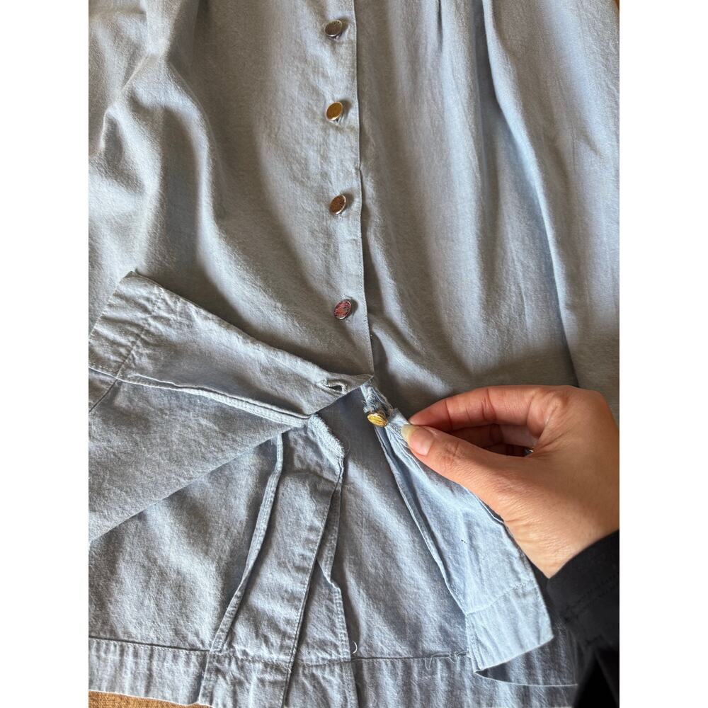 Vintage 90s Esprit Collection Shirt Dress Gold Crest Button Front Midi Dress - Picture 6 of 8